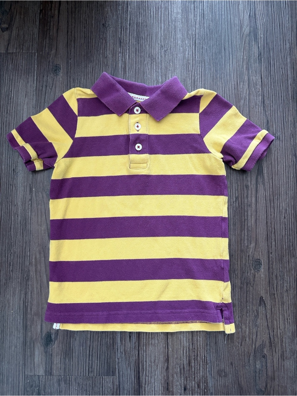 MINI BODEN PURPLE YELLOW STRIPE POLO SHIRT KIDS 3-4Y